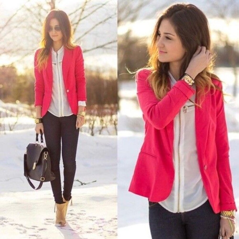 Zara One Button Striped Lined Blazer XS